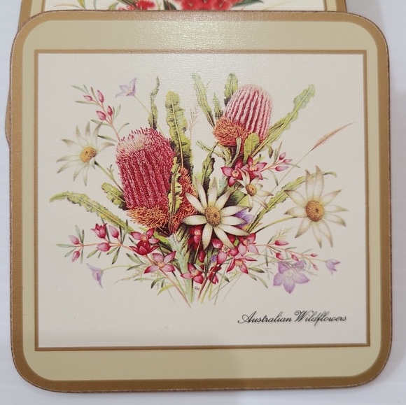English Life six coasters Australian wildflowers vintage floral coasters - Picture 4 of 10